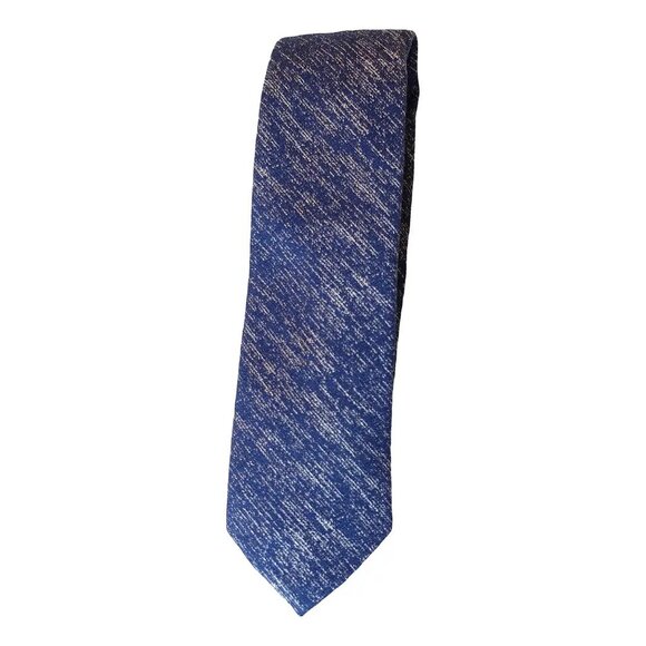 ORIGINAL PENGUIN Blue Melange Cotton Silk Blend Woven Slim Tie - Picture 1 of 3
